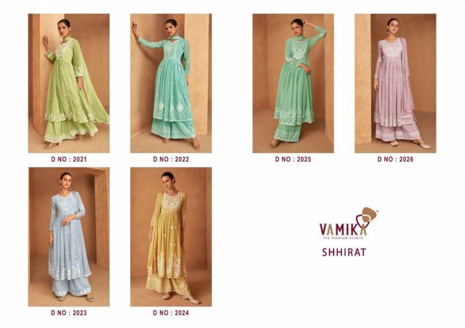 Shhirat By Vamika Georgette Kurti With Palazzo Dupatta Wholesale Clothing Suppliers In India
